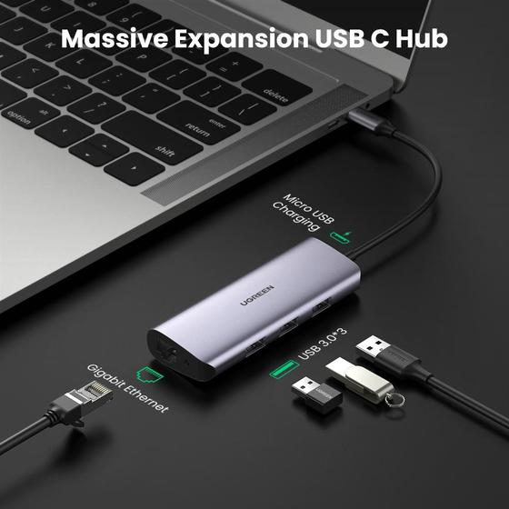 Hub USB C a 3 USB y Ethernet