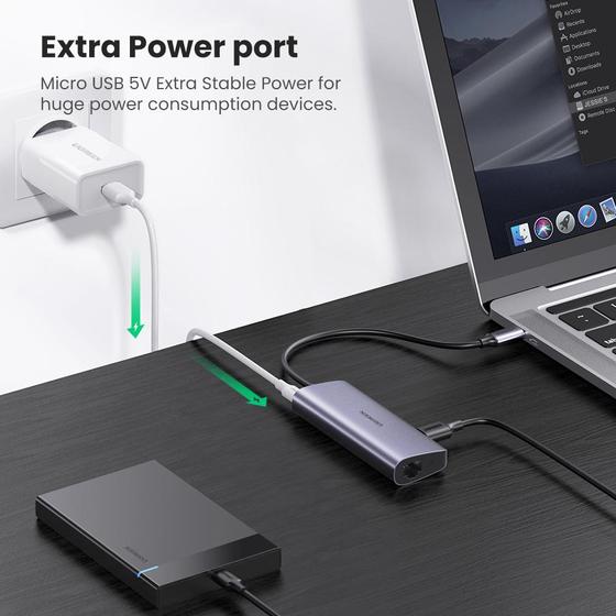Hub USB C a 3 USB y Ethernet
