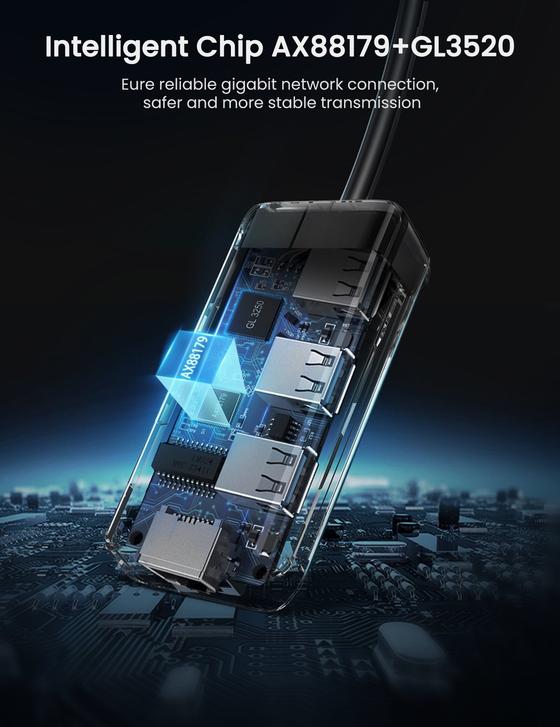 Hub USB con puerto Ethernet Gigabit