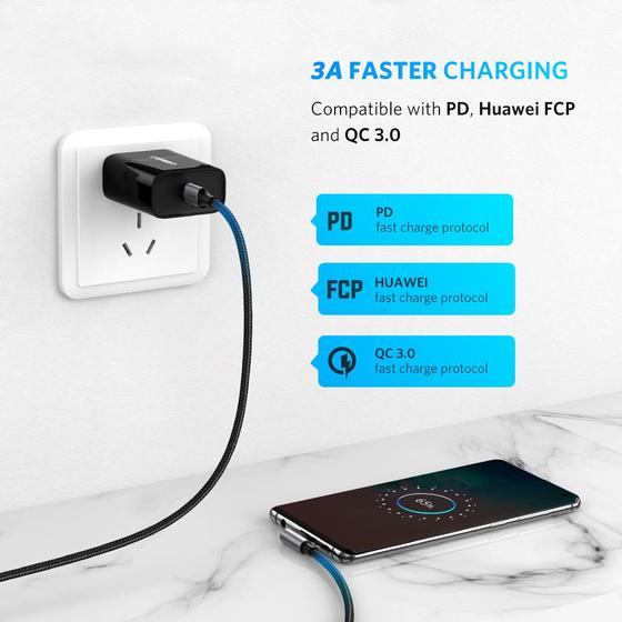 Cable USB C a USB C carga rápida de 60W en ángulo 90°