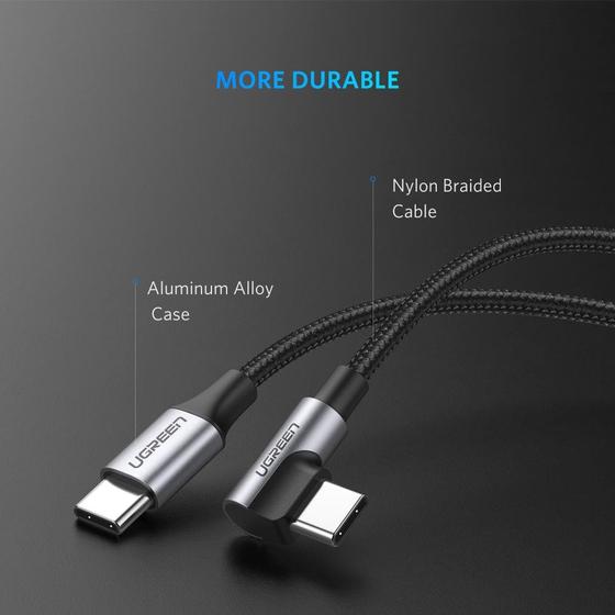 Cable USB C a USB C carga rápida de 60W en ángulo 90°