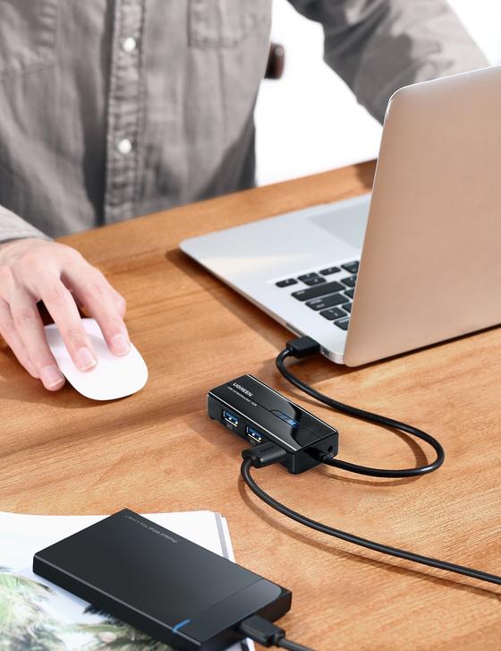 Hub USB con puerto Ethernet Gigabit