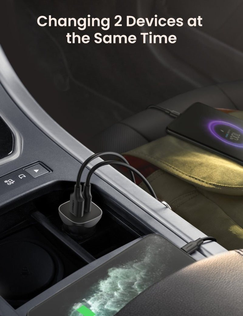 Cargador Dual De Auto USB C 18w