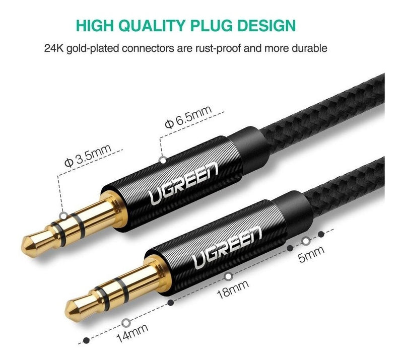 Cable Auxiliar 3,5mm chapados en oro 24k