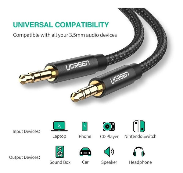 Cable Auxiliar 3,5mm chapados en oro 24k