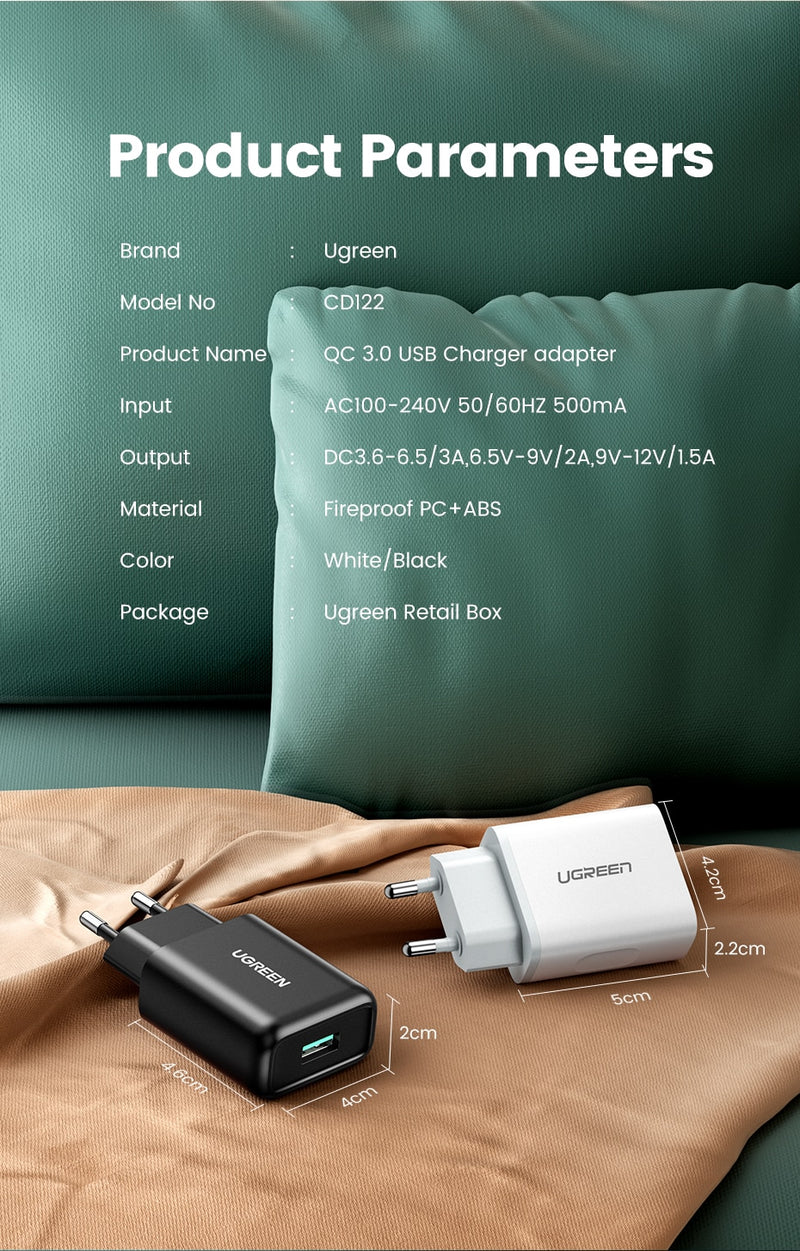Cargador Rápido USB QC3.0